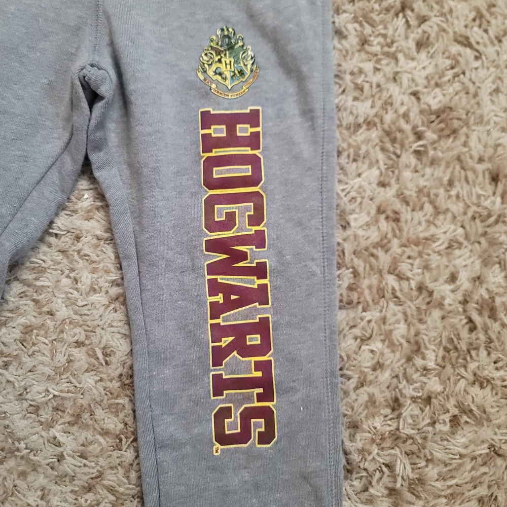 Old Navy Jogger Sweatpants Kids XS 5 Gray Harry Potter Hogwarts Fleece Graphic
